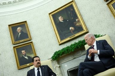 US President Joe Biden meets with the Prime Minister of Iraq Mohammed Shia al-Sudani in the Oval Office of the White House in Washington, DC, on April 15, 2024