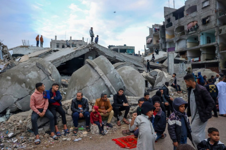 A destroyed mosque in Rafah, where 1.5 million Palestinians are sheltering, mostly displaced by violence elsewhere in Gaza
