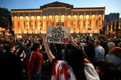 Thousands rallied in the evening outside the parliament building in Tbilisi