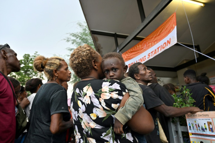 Crowds were already large outside polling places when the Solomon Islands election began at 7 am local time