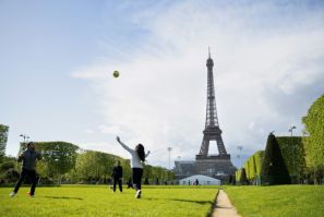The Champ-de-Mars park in front of the Eiffel Tower is getting a makeover before hosting the beach volleyball and men's blind football at the Paris Olympics and Paralympics respectively