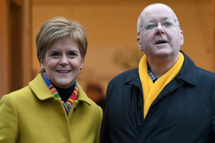 Peter Murrell (R) was arrested in April 2023 after officers searched the home near Glasgow he shared with Nicola Sturgeon (L)