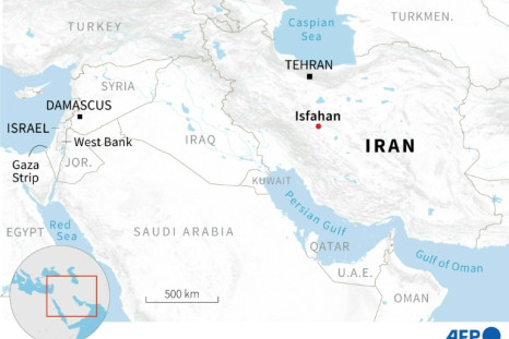 Map of the Middle East, locating the city of Isfahan in Iran.