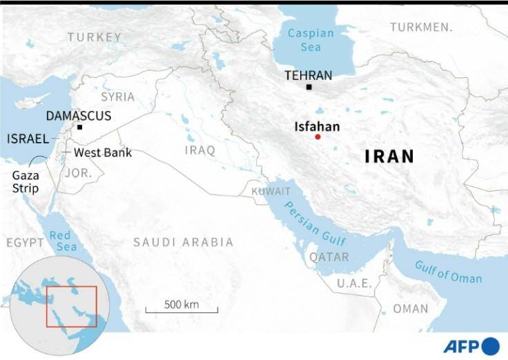 Map of the Middle East, locating the city of Isfahan in Iran.