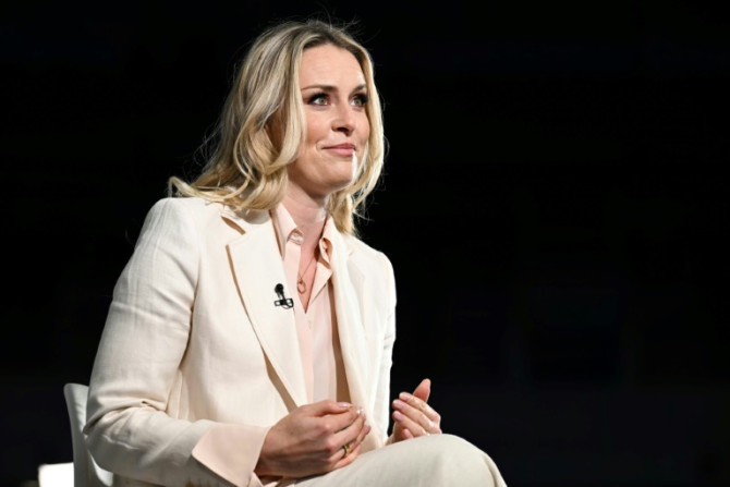 Former Olympic skiing gold medallist Lindsey Vonn speaks at an AI conference in London