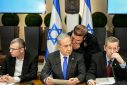Israel's Prime Minister Benjamin Netanyahu chairs a cabinet meeting at the Kirya military base in Tel Aviv on December 24, 2023