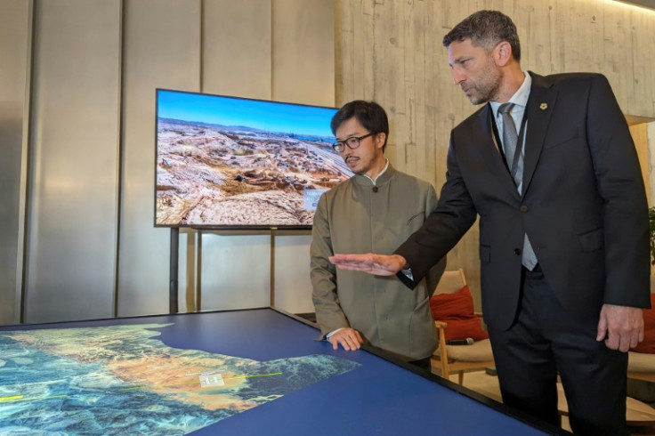 NEOM's executive director Tarek Qaddumi (R) said the project's goal was balancing 'nature conservation, human livability and economic prosperity'