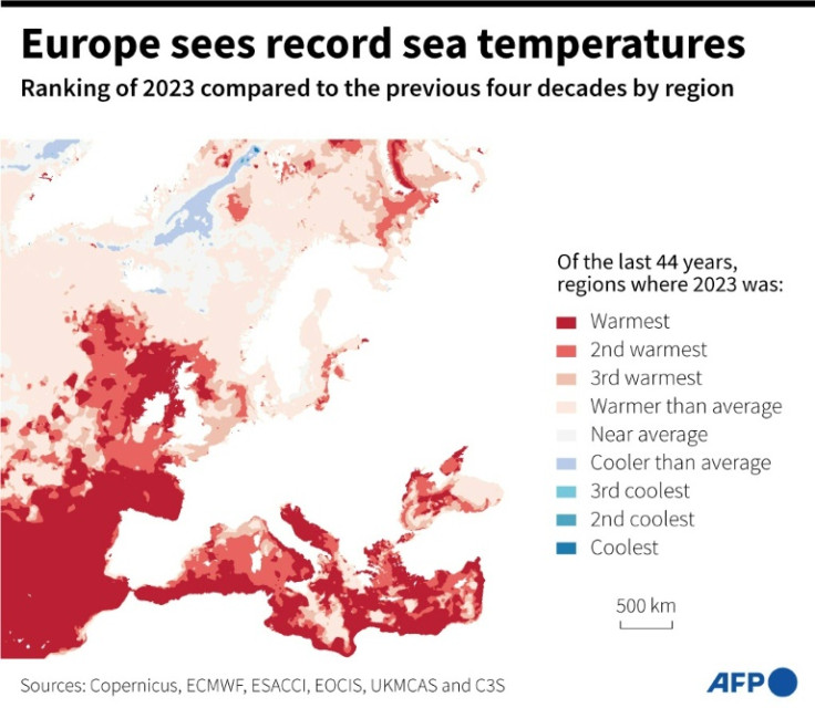 Record sea temperatures around Europe