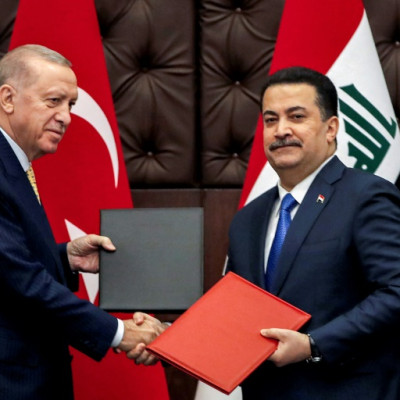 Turkey's President Recep Tayyip Erdogan and Iraq's Prime Minister Mohammed Shia al-Sudani exchange signed agreements