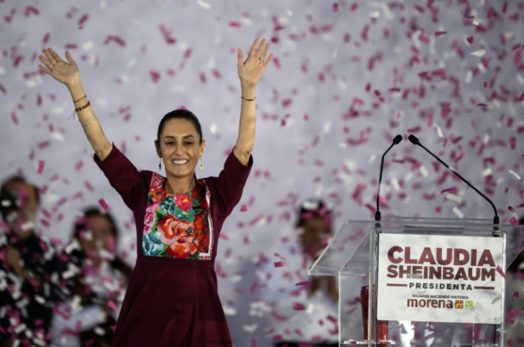 Mexican presidential candidate Claudia Sheinbaum is seen wearing traditional Indigenous clothing at her campaign launch