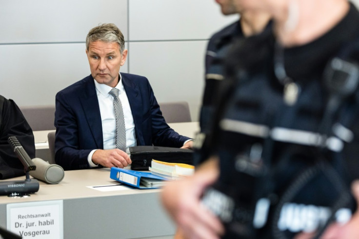 Bjoern Hoecke at the court in Halle, Germany, over his alleged use of Nazi phrases