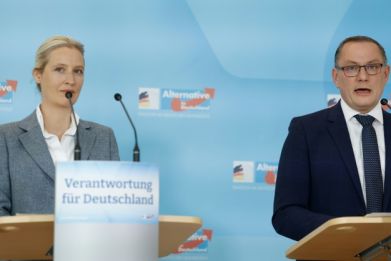 AfD leaders Alice Weidel and Tino Chrupalla face damaging allegations about an EU parliamentarian's aide accused of spying for China