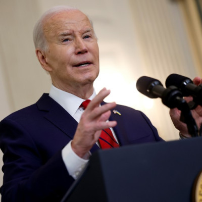US President Joe Biden delivers remarks after signing legislation authorizing aid for Ukraine, Israel and Taiwan at the White House on April 24, 2024