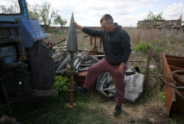 Ukrainian farmer Igor Kniazev has discovered the remains of shells and rockets on his land