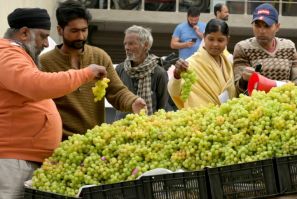 India has been expanding its grape production. A fruit vendor in Amritsar