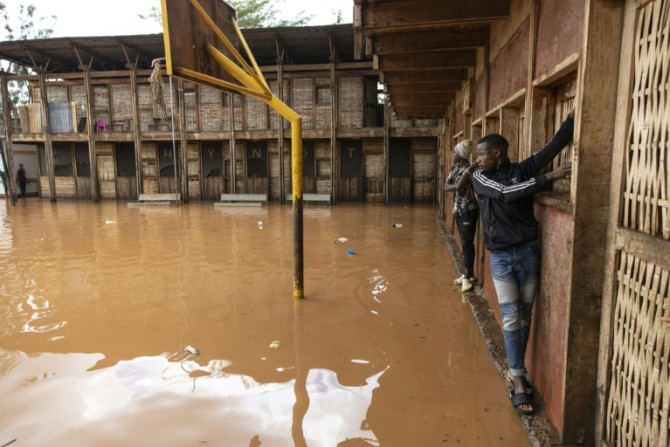 A flooded school field in the Mathare district of Nairobi on April 24