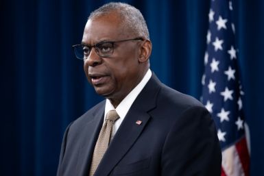 US Defense Secretary Lloyd Austin speaks during a press conference on April 26, 2024 following the conclusion of a virtual meeting of dozens of Ukraine's international supporters