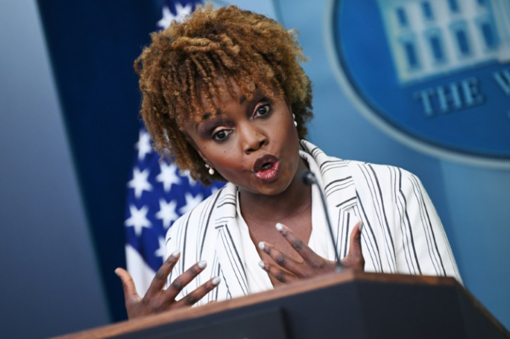 White House Press Secretary Karine Jean-Pierre speaks during the daily briefing in the Brady Briefing Room of the White House in Washington, DC, on April 29, 2024.