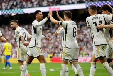 Title winners: Real Madrid's English midfielder Jude Bellingham celebrates his goal