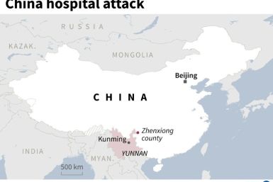 Map showing Zhenxiong county in China's Yunnan province, where an attack at a hospital has left more than 10 people dead or wounded according to state media on May 7.
