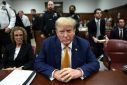 Former US president Donald Trump in court for his hush money trial