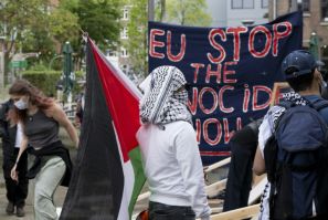 Demonstrators opposed university ties with Israel