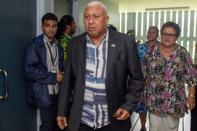 This file picture taken on February 7, 2024 shows Fiji's former prime minister Frank Bainimarama leaving the Magistrates Court in Suva, Fiji