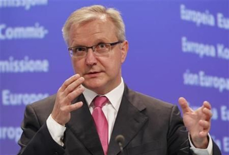 EU Economic and Monetary Affairs Commissioner Rehn addresses a news conference in Brussels