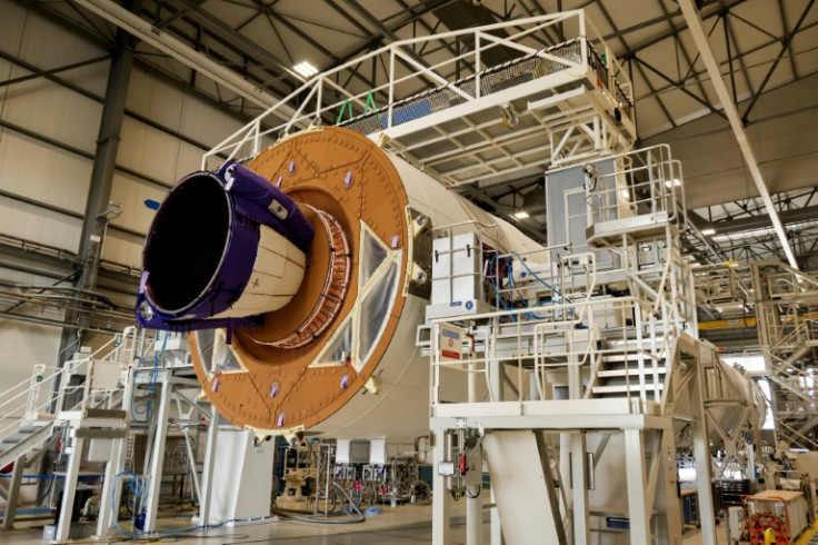 The rocket's massive Vulcain engine, pictured in Kourou before the launch