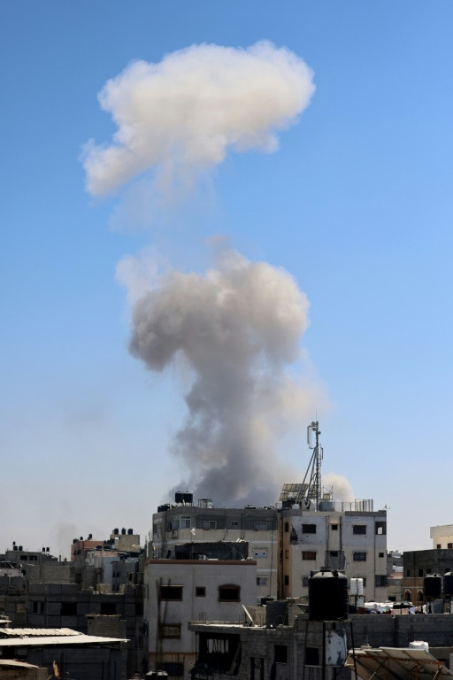 Smoke rises from an area targeted by Israeli bombardment in the eastern Shujaiya neighbourhood of Gaza City on July 3, 2024