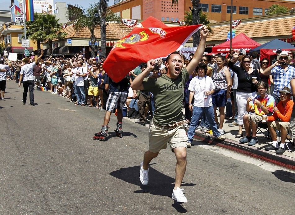 U.S troops march in San Diego Gay Pride Parade