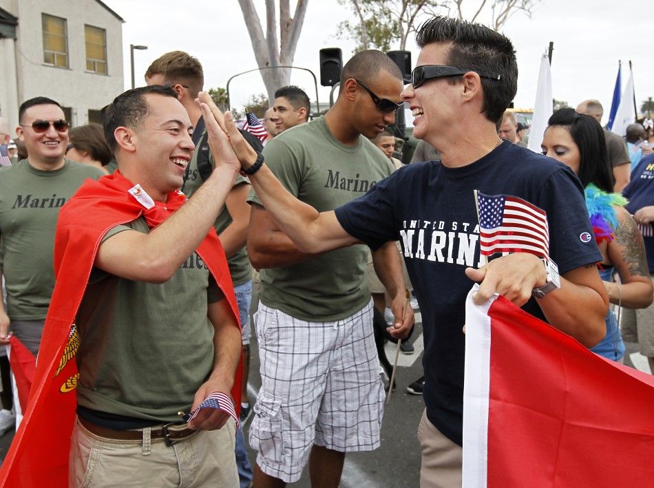 U.S troops march in San Diego Gay Pride Parade