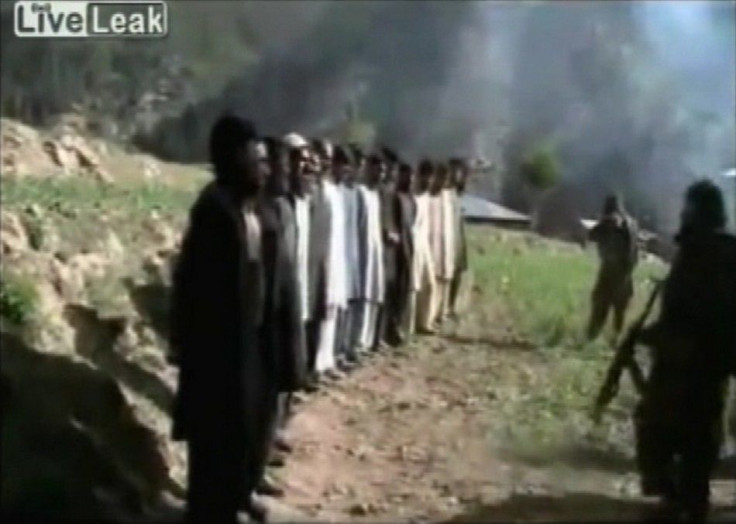 Video grab of Taliban lining up Pakistani security personnel before shooting at them in a firing squad style