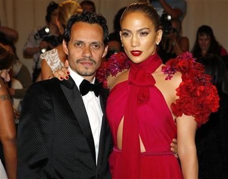 Marc Anthony and Jennifer Lopez arrive at the Metropolitan Museum of Art Costume Institute Benefit celebrating the opening of Alexander McQueen Savage Beauty, in New York