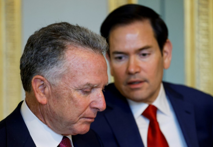 US Special Envoy Steve Witkoff listens to US Secretary of State Marco Rubio during a meeting in France in April 2025