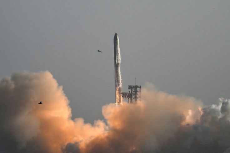 CAPTION: SpaceX's Starship spacecraft lifts off from Starbase near Boca Chica, Texas, on March 6, 2025, during its eighth test flight