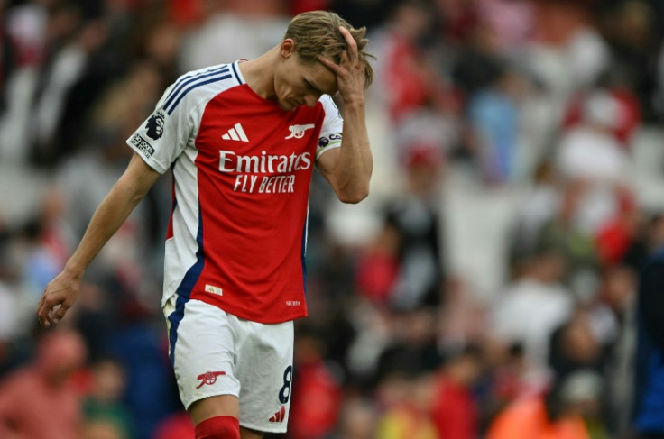 Arsenal's Martin Odegaard reacts after the loss to Bournemouth