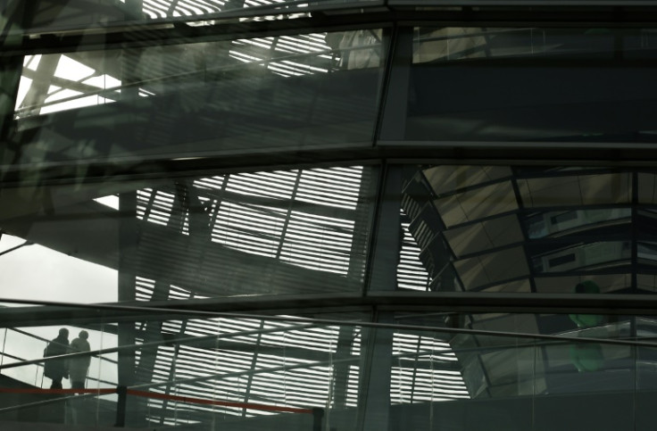 The cupola of the Reichstag building that houses the Bundestag or lower house of parliament