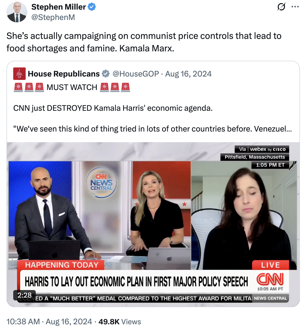 Trump Adviser Called Kamalas Plan to End Price Gouging Communist. Trump Adviser Called Kamalas Plan to End Price Gouging Communist.