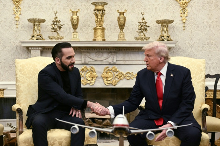 El Salvador's Nayib Bukele (L) is a key ally of US President Donald Trump