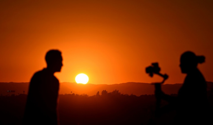 The sun sets on September 5, 2024 in Los Angeles, California, where temperatures hit 100F (38C) amid an excessive heat warning