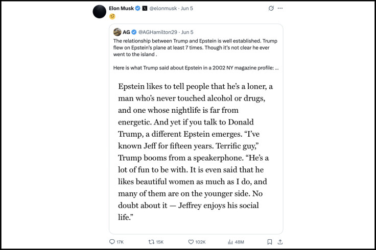 Elon Musk’s Trump Epstein Files Tweet Was Quietly Deleted, Sparking