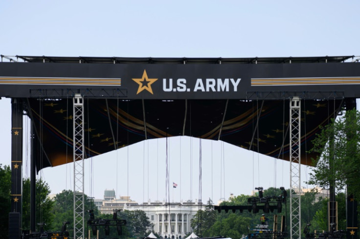 The main stage for US Army's 250th birthday celebration parade in front of the White House