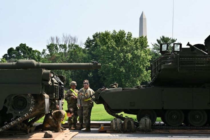 Tanks have been taking up positions in Washington ahead of the parade