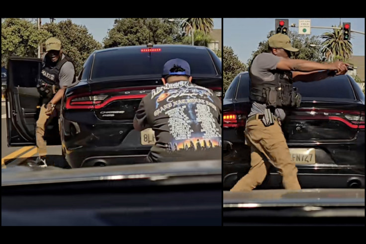 Federal Officer Jumps Out of Vehicle to Point a Gun