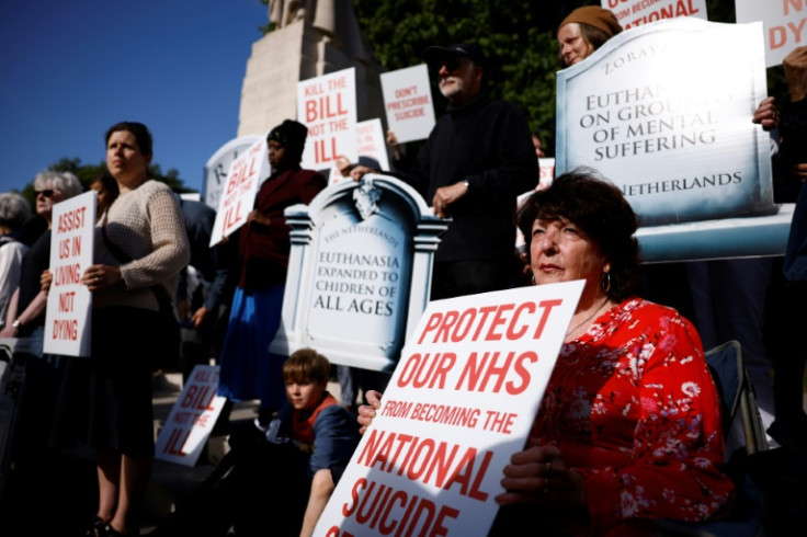 Protesters against the assisted dying bill held a counter-protest