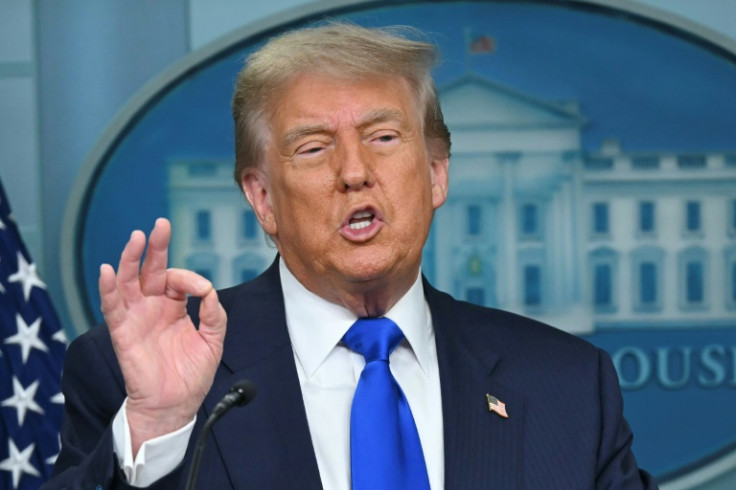 US President Donald Trump speaks during a news conference in the Brady Briefing Room of the White House on June 27, 2025, in Washington, DC