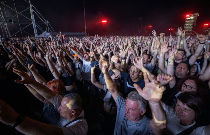 Fans of Croatian nationalist singer Marko Perkovic Thompson at his huge Zagreb concert
