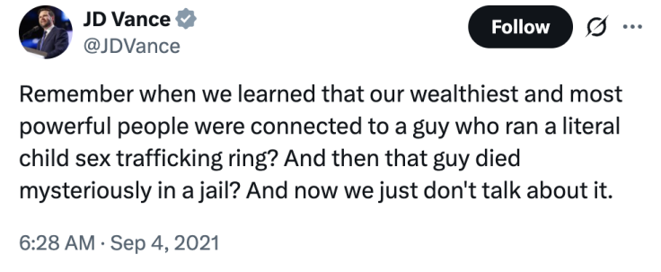 JD Vance Pushed for Answers on Epstein’s “Wealthiest and Most