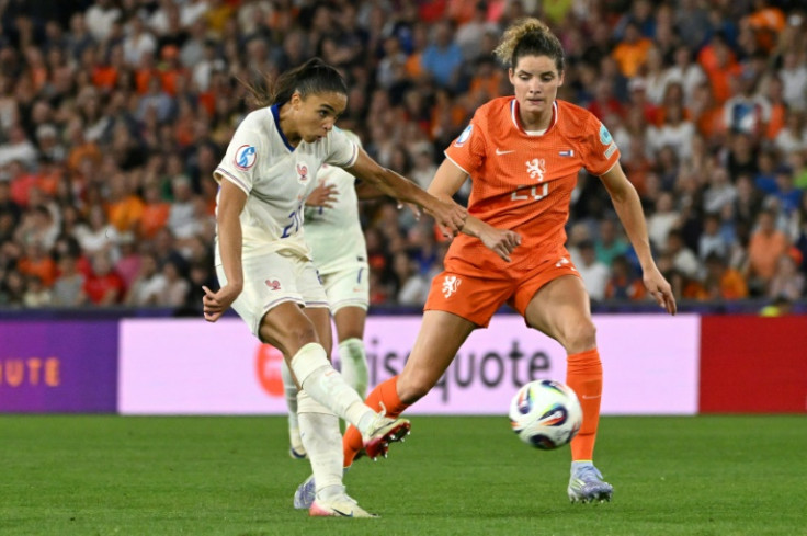 Delphine Cascarino (L) netted twice against the Netherlands on Sunday